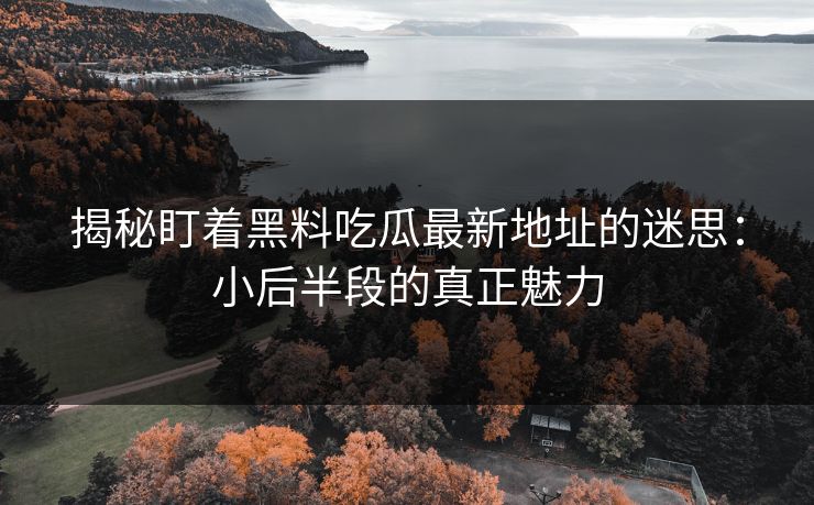 揭秘盯着黑料吃瓜最新地址的迷思：小后半段的真正魅力