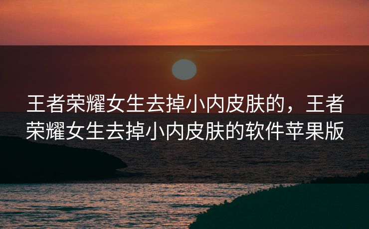 王者荣耀女生去掉小内皮肤的，王者荣耀女生去掉小内皮肤的软件苹果版