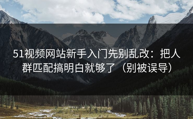 51视频网站新手入门先别乱改：把人群匹配搞明白就够了（别被误导）
