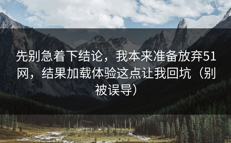 先别急着下结论，我本来准备放弃51网，结果加载体验这点让我回坑（别被误导）